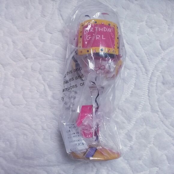 Lolita Wine Glass Birthday Girl Cocktail Recipe Hand Painted Yellow Pink New - Picture 2 of 13